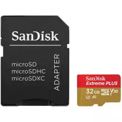 SANDISK Extreme PLUS microSDHC 32GB + SD Adapter + RescuePRO Deluxe 100MB/s A1 C10 V30 UHS-I U3