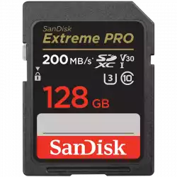 SANDISK Extreme PRO 128GB SDXC Memory Card + 2 years RescuePRO Deluxe up to 200MB/s & 90MB/s Read/Write speeds, UHS-I, Class 10, U3, V30