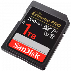 SANDISK Extreme PRO 1TB SDXC Memory Card + 2 years RescuePRO Deluxe up to 200MB/s & 140MB/s Read/Write speeds, UHS-I, Class 10, U3, V30