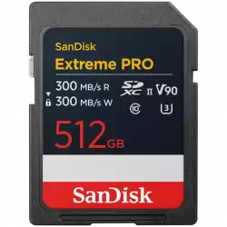 SANDISK Extreme PRO 512GB SDXC Memory Card, 300MB/s Read & Write speeds, 8K, V90, UHS-II                          