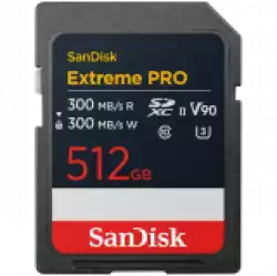 SANDISK Extreme PRO 512GB SDXC Memory Card, 300MB/s Read & Write speeds, 8K, V90, UHS-II