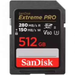 SANDISK Extreme PRO 512GB V60 UHS-II SD cards, 280/150MB/s,V60,C10,UHS-II