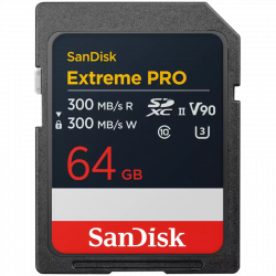 SANDISK Extreme PRO 64GB SDXC Memory Card, 300MB/s Read & Write speeds, 8K, V90, UHS-II