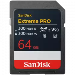 SANDISK Extreme PRO 64GB SDXC Memory Card, 300MB/s Read & Write speeds, 8K, V90, UHS-II