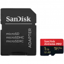 SANDISK Extreme PRO microSDXC 1TB + SD Adapter + 2 years RescuePRO Deluxe up to 200MB/s & 140MB/s Read/Write speeds A2 C10 V30 UHS-I U3                          