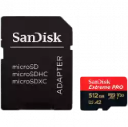 SANDISK Extreme PRO microSDXC 512GB + SD Adapter + 2 years RescuePRO Deluxe up to 200MB/s & 140MB/s Read/Write speeds A2 C10 V30 UHS-I U3                          