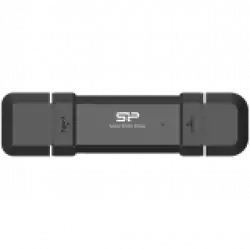 Silicon Power 500GB DS72 Dual USB-C/USB 3.2 Gen 2, Portable External SSD, Steam Deck and iPhone 15 Pro, R/W: up to 1050MB/s; 850MB/s, Black                          