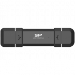 Silicon Power 500GB DS72 Dual USB-C/USB 3.2 Gen 2, Portable External SSD, Steam Deck and iPhone 15 Pro, R/W: up to 1050MB/s; 850MB/s, Black