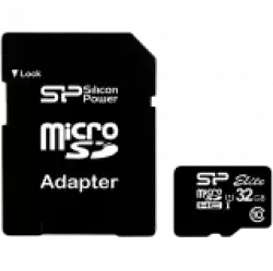 Silicon Power Elite /class 10 32GB mSD Card UHS-1 (U1) R/W: up to 85/10 MB/s, ECC function, Shock/water/x-ray-proof, w/ adapter