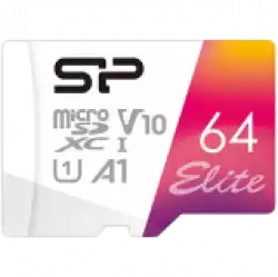 SILICON POWER Elite Colorful  64GB microSD,  V10, U1, A1  Read speeds up to 100 MB/s  with adapter