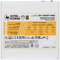 Super Flower Leadex III Gold 1000W ATX 3.1 80 Plus Gold, Fully Modular, Flat White Cables, 140mm Fan, White, 7 Year Warranty
