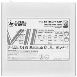 Super Flower Leadex VII Platinum PRO 850W ATX 3.1, 80 Plus Platinum, Fully Modular, Flat White Cables, 140mm Fan, 150mmx150mmx86mm, White, 10 Year Warranty