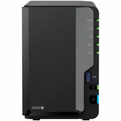 Synology DS225+, Tower, 2-bays 3.5'' SATA HDD/SSD, CPU Inte Celeron J4125 4-core (4-thread) 2.0 GHz, burst up to 2.7 GHz, 2 GB DDR4 non-ECC (expandable up to 6 GB), 1xRJ-45 1GbE LAN, 1xRJ-45 2.5 GbE LAN, 2xUSB 3.2 Gen 1, 1.3 kg, 3yr warranty