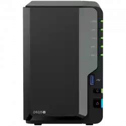 Synology DS225+, Tower, 2-bays 3.5'' SATA HDD/SSD, CPU Inte Celeron J4125 4-core (4-thread) 2.0 GHz, burst up to 2.7 GHz, 2 GB DDR4 non-ECC (expandable up to 6 GB), 1xRJ-45 1GbE LAN, 1xRJ-45 2.5 GbE LAN, 2xUSB 3.2 Gen 1, 1.3 kg, 3yr warranty