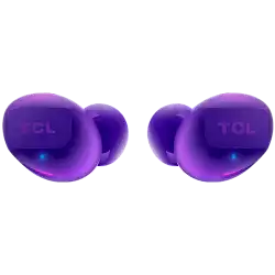 TCL In-Ear True Wireless Bluetooth Headset, Frequency of response 9-22K, Sensitivity 100 dB, Driver Size 5.8mm, Impedence 13 Ohm, Max power input 20mW, Playtime 6.5h/26h, IPX4, Bluetooth 5.0, A2DP, AVRCP, HFP, HS, USB-C, Color Sunrise Purple