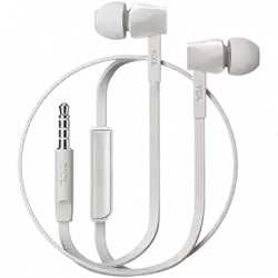 TCL In-ear Wired Headset, Strong Bass, Frequency of response: 10-22K, Sensitivity: 107 dB, Driver Size: 8.6mm, Impedence: 16 Ohm, Acoustic system: closed, Max power input: 20mW, Connectivity type: 3.5mm jack, Color Ash White