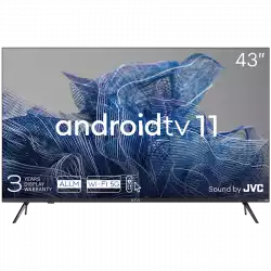 Телевизор KIVI 43', UHD, Android TV 11, Black, 3840x2160, 60 Hz, Sound by JVC, 2x12W, 53 kWh/1000h , BT5.1, HDMI ports 4, 24 months