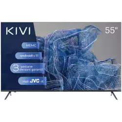 Телевизор KIVI 55', UHD, Android TV 11, Black, 3840x2160, 60 Hz, Sound by JVC, 2x12W, 83 kWh/1000h , BT5.1, HDMI ports 4, 24 months