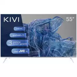 Телевизор KIVI 55', UHD, Android TV 11, White, 3840x2160, 60 Hz, Sound by JVC, 2x12W, 83 kWh/1000h , BT5.1, HDMI ports 4, 24 months