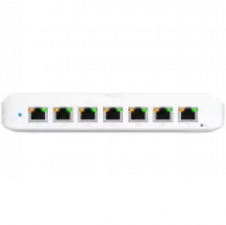 Ubiquiti USW-Ultra-210W-EU compact, Layer 2, 8-port GbE PoE switch with versatile mounting options, 7x GbE PoE+ output ports, GbE port with optional PoE++ input, 202W PoE availability with the included AC power adapter                          