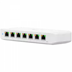 Ubiquiti USW-Ultra-210W-EU compact, Layer 2, 8-port GbE PoE switch with versatile mounting options, 7x GbE PoE+ output ports, GbE port with optional PoE++ input, 202W PoE availability with the included AC power adapter