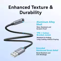 Vention външна звукова карта USB Sound card 1-Port 0.25M Gray - CVFHC