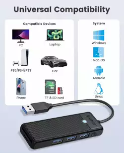 Orico хъб USB3.0 HUB White - 3 x USB3.0, SD, TF - PAPW3AT-U3-015-WH