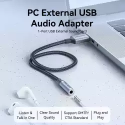 Vention външна звукова карта USB Sound card 1-Port 0.25M Gray - CVFHC