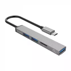 Orico хъб USB3.0/2.0 HUB 3 port + card reader TYPE C, Aluminum - AH-12F-GY