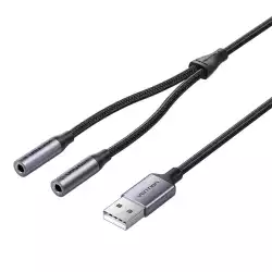 Vention външна звукова карта USB Sound card 2-Port 0.25M Gray - CVHHC