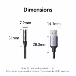 Vention външна звукова карта USB Sound card 1-Port 0.25M Gray - CVFHC