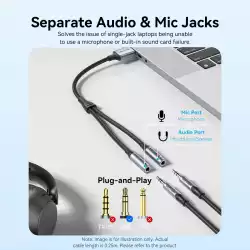 Vention външна звукова карта USB Sound card 2-Port 0.25M Gray - CVHHC