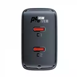 Acefast Универсално зарядно за стена Charger Wall GaN PD35W - A49 - USB-C x 2, Black