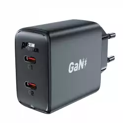 Acefast Универсално зарядно за стена Charger Wall GaN PD35W - A49 - USB-C x 2, Black