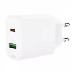 Acefast Универсално зарядно за стена Charger Wall GaN PD20W - A25 - USB-C x 1, USB-A x 1, White