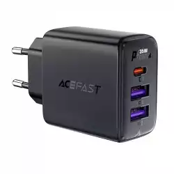 Acefast Универсално зарядно за стена Charger Wall GaN PD 35W - A57 - USB-C x 1, USB-A x 2, Black
