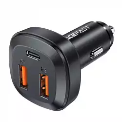 Acefast зарядно за кола Fast Charger Car PD3.0 66W - B9 - USB-C x 1, USB-A x 2, Black