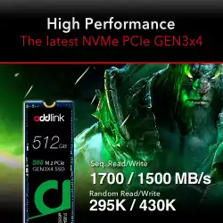 Addlink диск SSD S68 512GB - M.2 2280 PCI Express 3D Nand 1700/1500 MB/s - ad512GBS68M2P