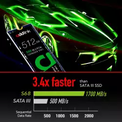 Addlink диск SSD S68 512GB - M.2 2280 PCI Express 3D Nand 1700/1500 MB/s - ad512GBS68M2P