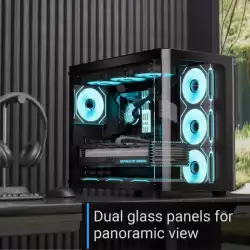 AeroCool кутия Case ATX - P500C-G-BK-v1 - 4 x 120 mm Infinity Mirror A-RGB