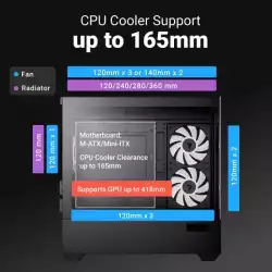AeroCool кутия Case mATX - P300D Digi-G-BK-v1 - Digital Display, USB-C, 3 x 120 mm A-RGB