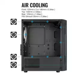 AeroCool кутия Case mATX - Trinity Mini-G-BK-v3 - 3 fans included, Tempered Glass
