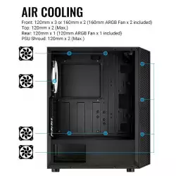 AeroCool кутия за компютър Case Hive v2 - Mesh panel, FRGB, Tempered Glass, 4 Fans - ACCM-PV27043.11