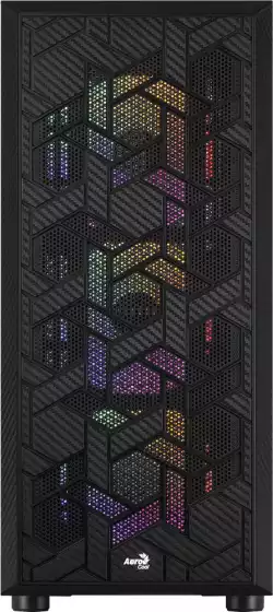 AeroCool кутия за компютър Case Hive v2 - Mesh panel, FRGB, Tempered Glass, 4 Fans - ACCM-PV27043.11