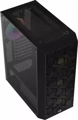 AeroCool кутия за компютър Case Hive v2 - Mesh panel, FRGB, Tempered Glass, 4 Fans - ACCM-PV27043.11