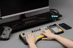 Ajazz геймърска механична клавиатура Wireless Gaming Mechanical Keyboard AK980 V2 - Gift Switch [Linear] (English US), Purple, White, Blue