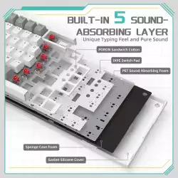 Ajazz геймърска механична клавиатура Gaming Mechanical Keyboard AK820 - AS Red Switch [Linear] (English US), Gray White, White Light