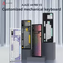 Ajazz геймърска механична клавиатура Wireless Gaming Mechanical Keyboard AK980 V2 - Gift Switch [Linear] (English US), Black, Gray