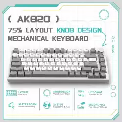 Ajazz геймърска механична клавиатура Gaming Mechanical Keyboard AK820 - AS Red Switch [Linear] (English US), Gray White, White Light