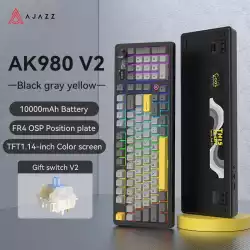 Ajazz геймърска механична клавиатура Wireless Gaming Mechanical Keyboard AK980 V2 - Gift Switch [Linear] (English US), Black, Gray